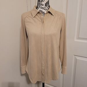 Chico's  suede‎ long sleeve button up shirt
